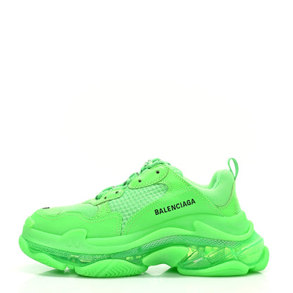 Balenciaga Fabric Mesh Clear Sole Womens Triple S Sneakers 39 Fluo Green 1 of 6