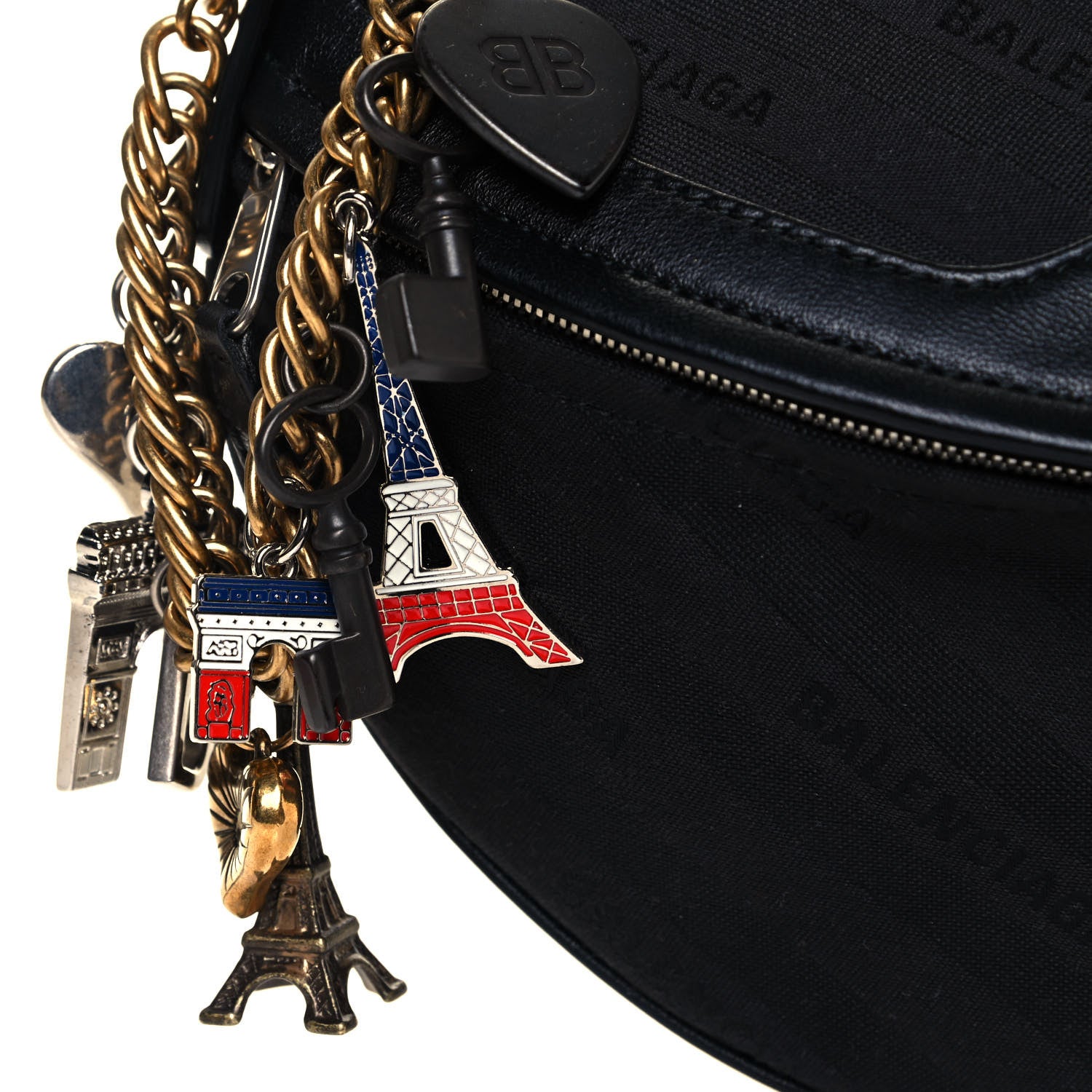 Balenciaga Canvas Jacquard Diagonal Allover Logo XS Souvenir Belt Bag Black 8 of 12