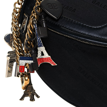 Balenciaga Canvas Jacquard Diagonal Allover Logo XS Souvenir Belt Bag Black 8 of 12