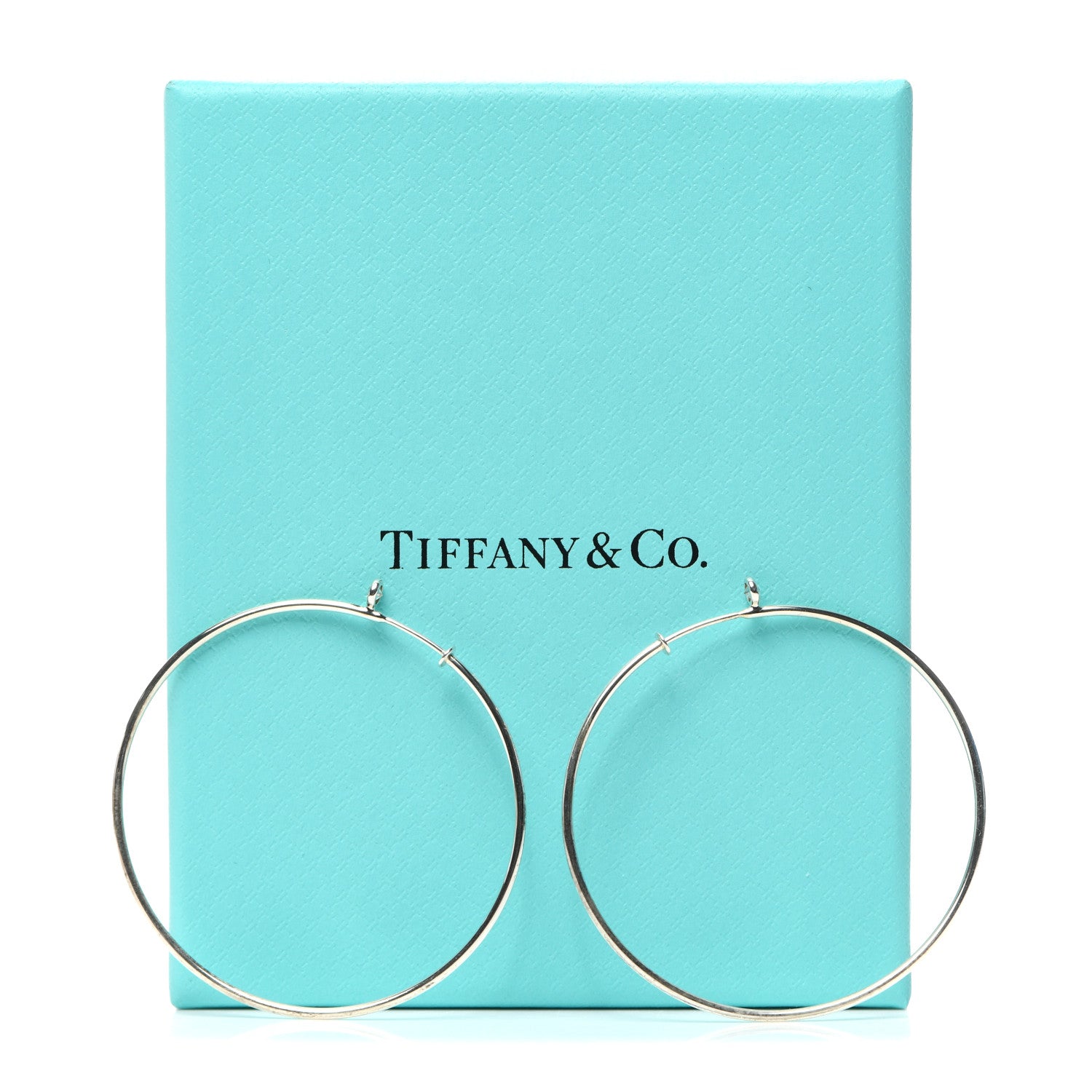 Tiffany Sterling Silver Diamond Medium Elsa Peretti Hoop Earrings 4 of 4