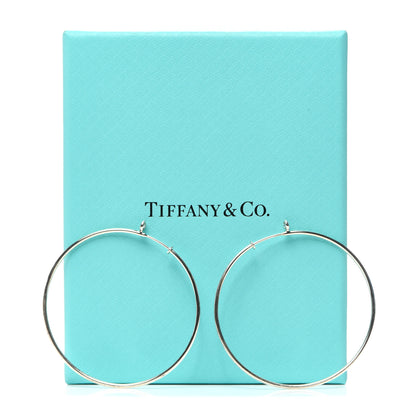 Tiffany Sterling Silver Diamond Medium Elsa Peretti Hoop Earrings 4 of 4