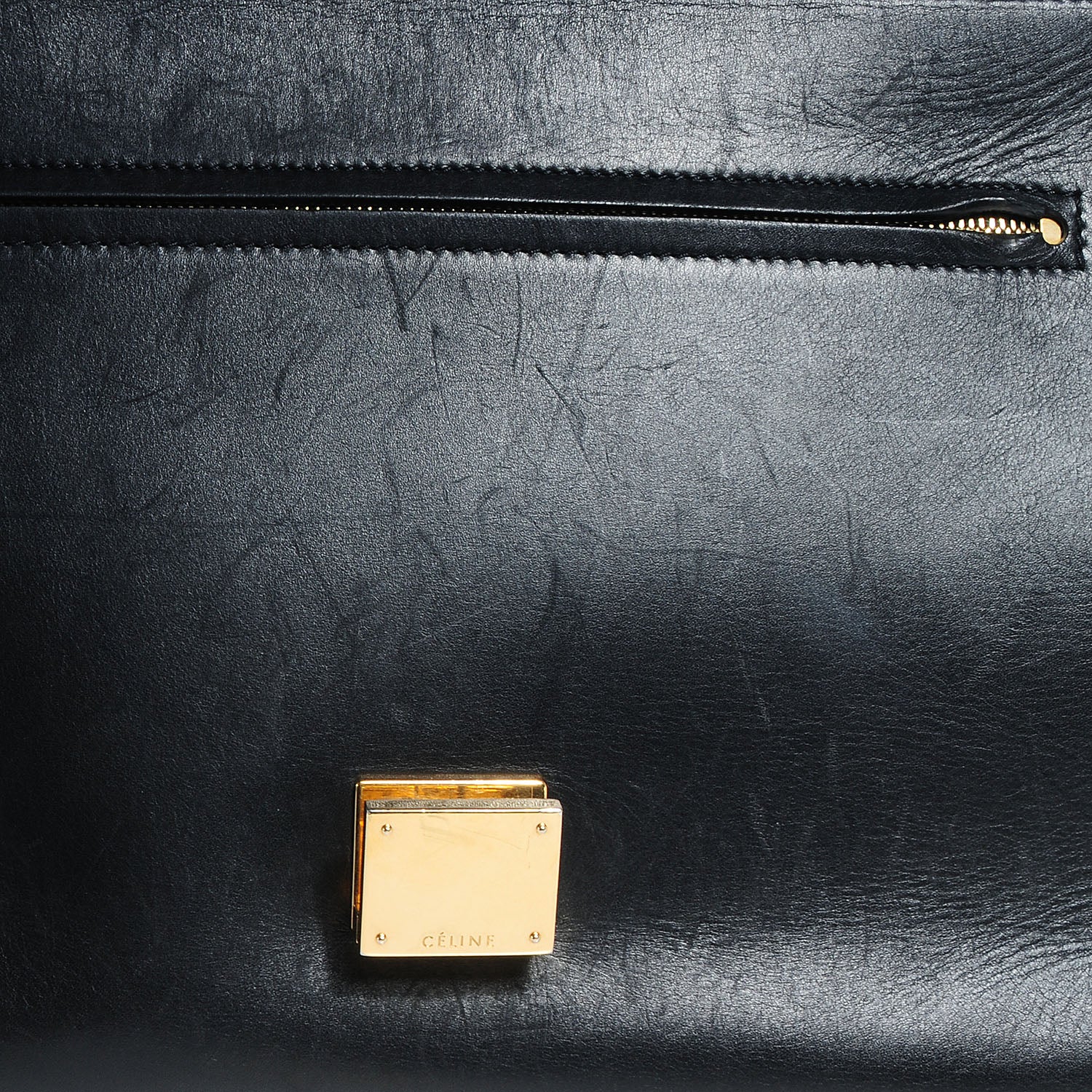 Celine Calfskin and Suede Small Trapeze Tri-Color Royal Blue 5 of 10