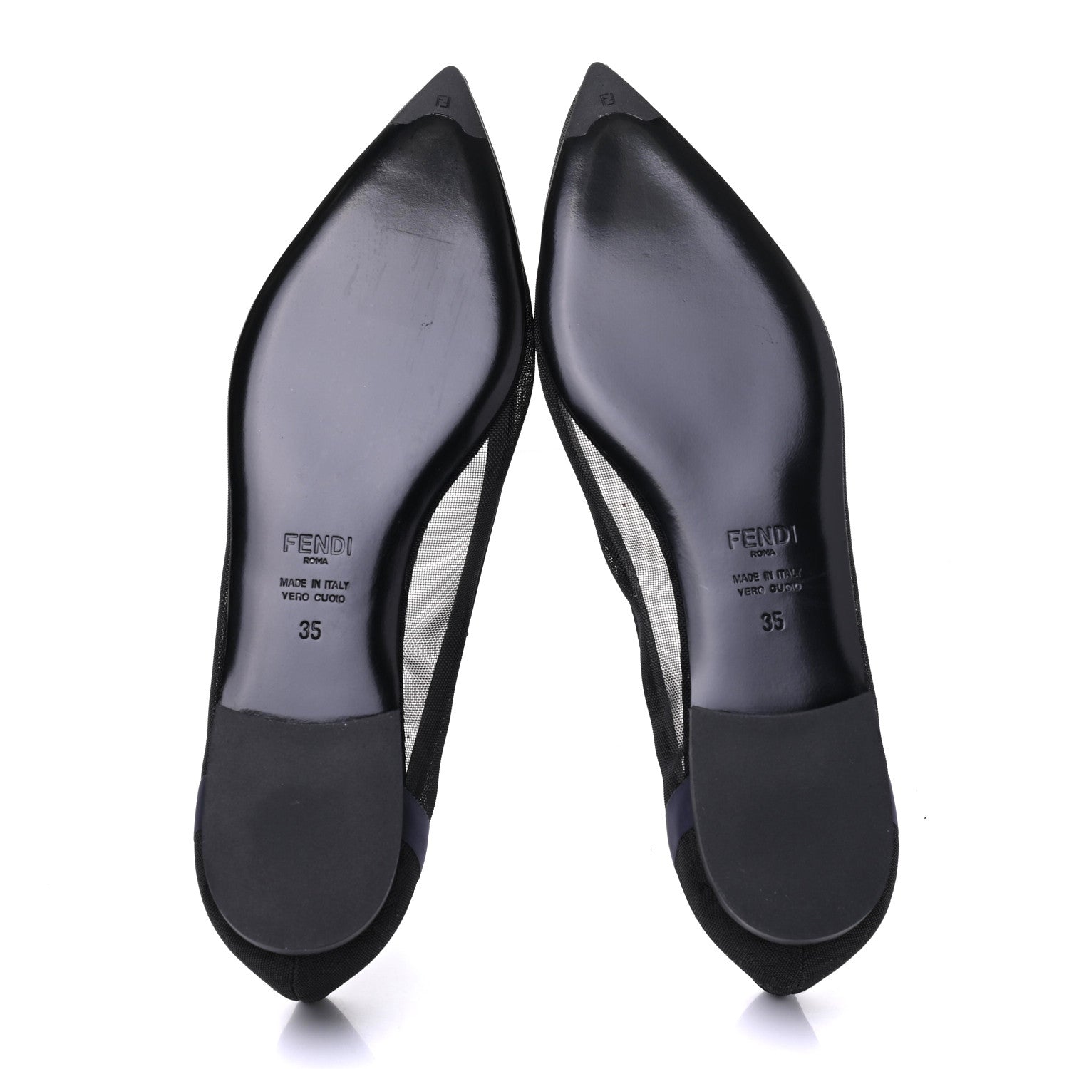 Fendi Mesh FF Skimmer Ballerina Flats 35 Navy Black 5 of 10