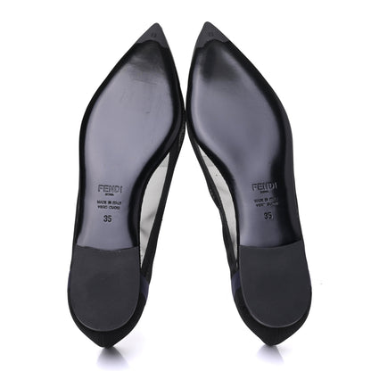Fendi Mesh FF Skimmer Ballerina Flats 35 Navy Black 5 of 10