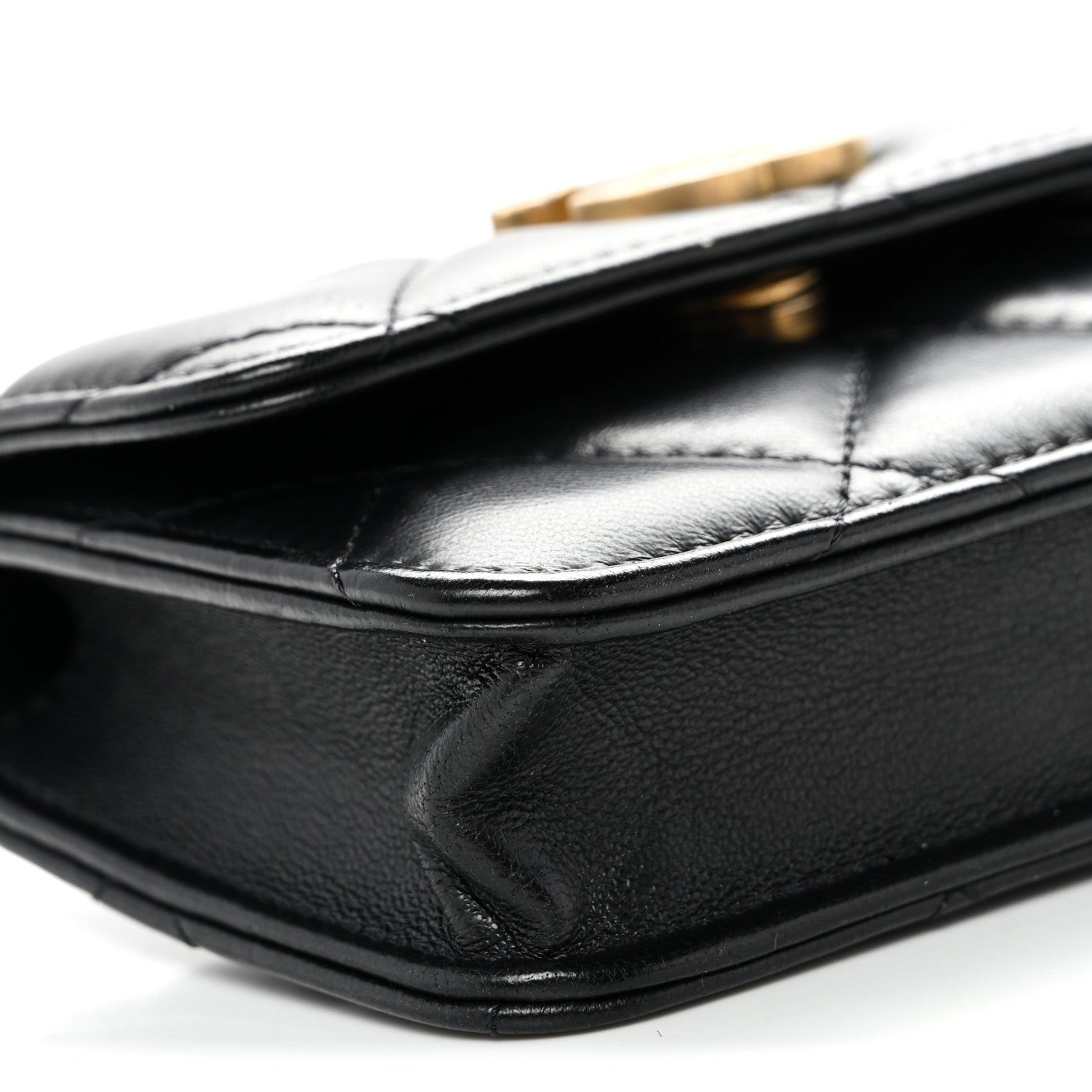 Chanel Lambskin Enamel Quilted Pending CC Flap Belt Bag Black 10 of 11