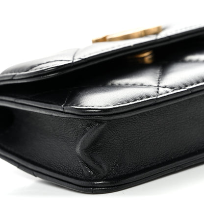 Chanel Lambskin Enamel Quilted Pending CC Flap Belt Bag Black 10 of 11