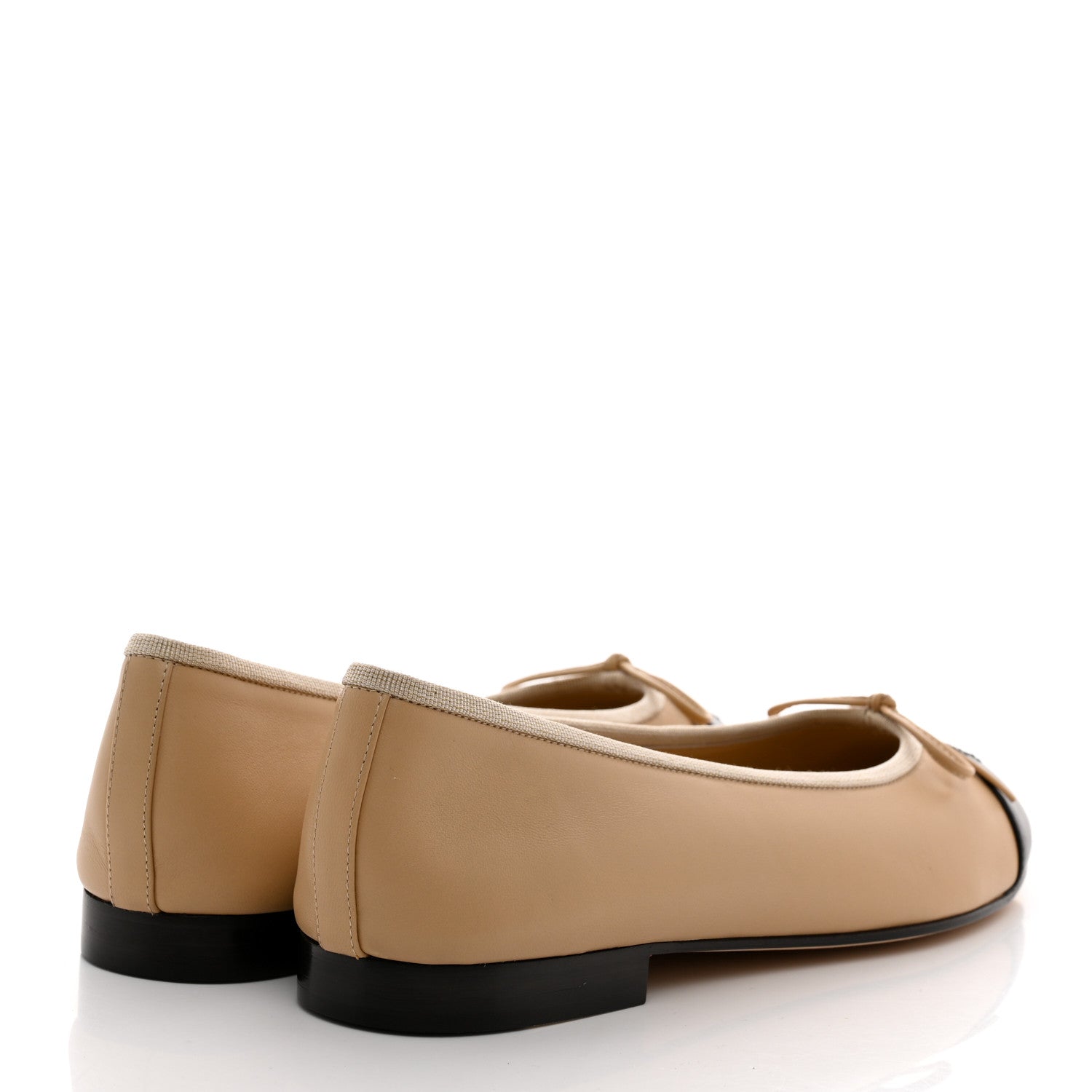Chanel Lambskin Cap Toe Ballerina Flats 39.5 Beige Black 4 of 9