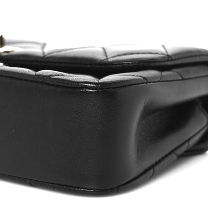 Chanel Lambskin Quilted Rectangular Phone Holder Clutch With Chain Black 10 of 11