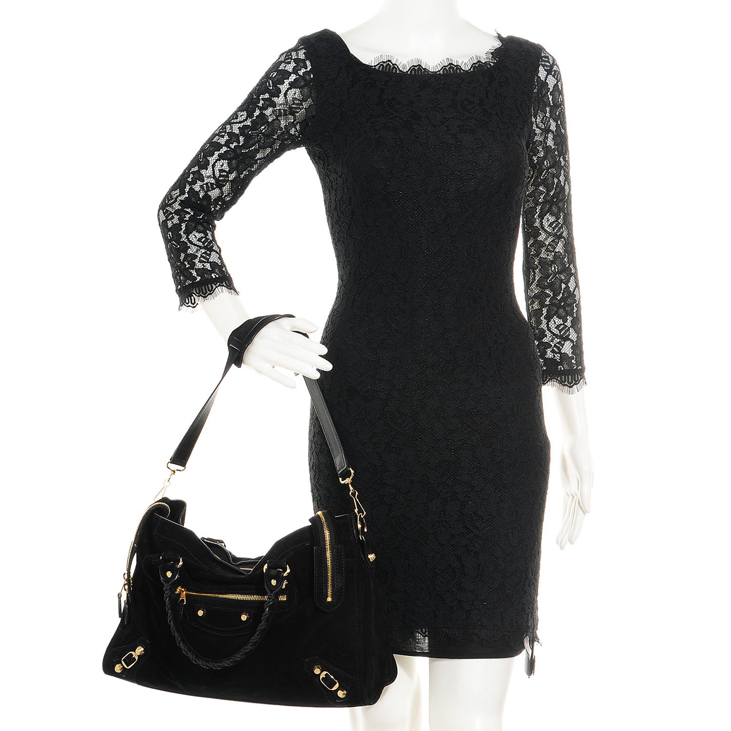 Baby Daim Suede Giant 12 Gold Hardware City Black