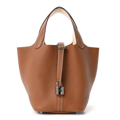 Hermes Taurillon Clemence Swift Eclat Picotin Lock 18 PM Gold Nata 1 of 10