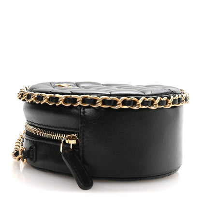 Chanel Lambskin Quilted Chain Around CC Round Clutch With Chain Black 4 of 10