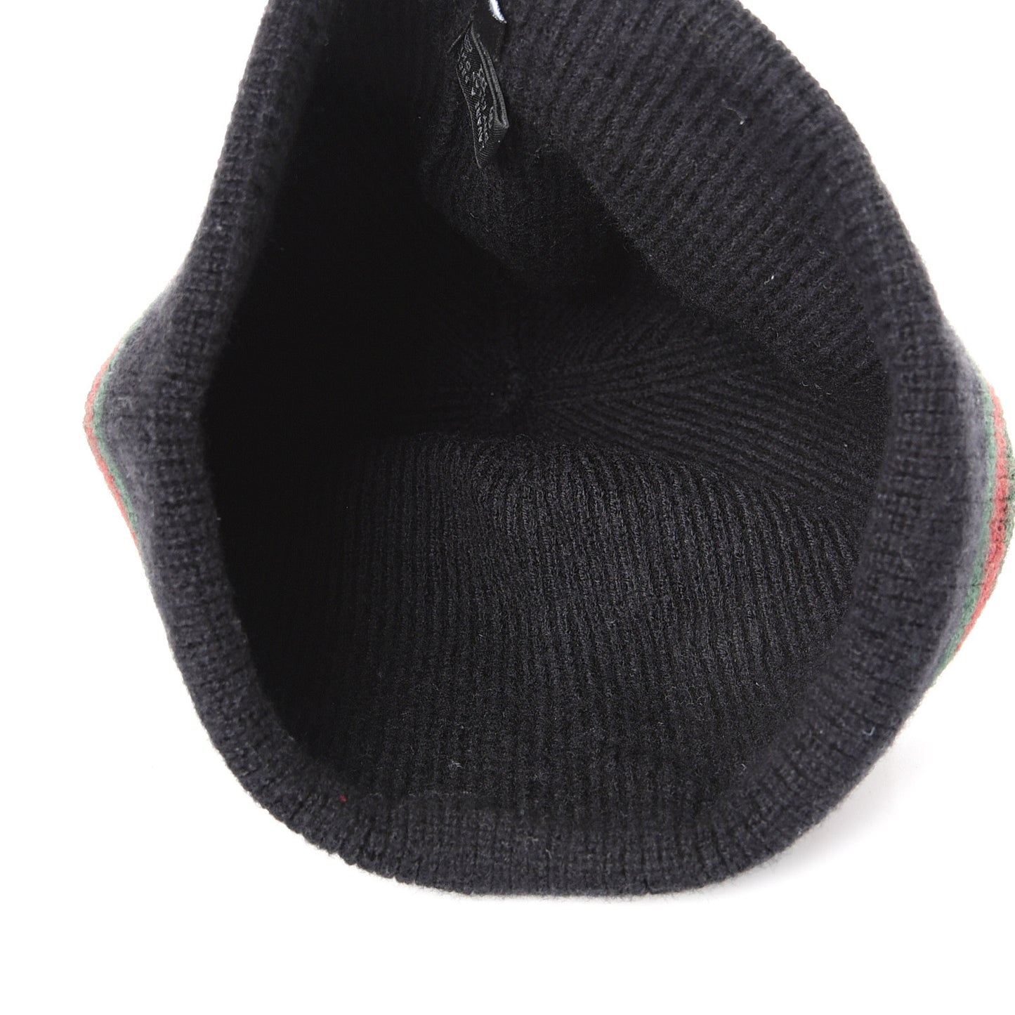Wool Silk Web Beanie Hat L Black