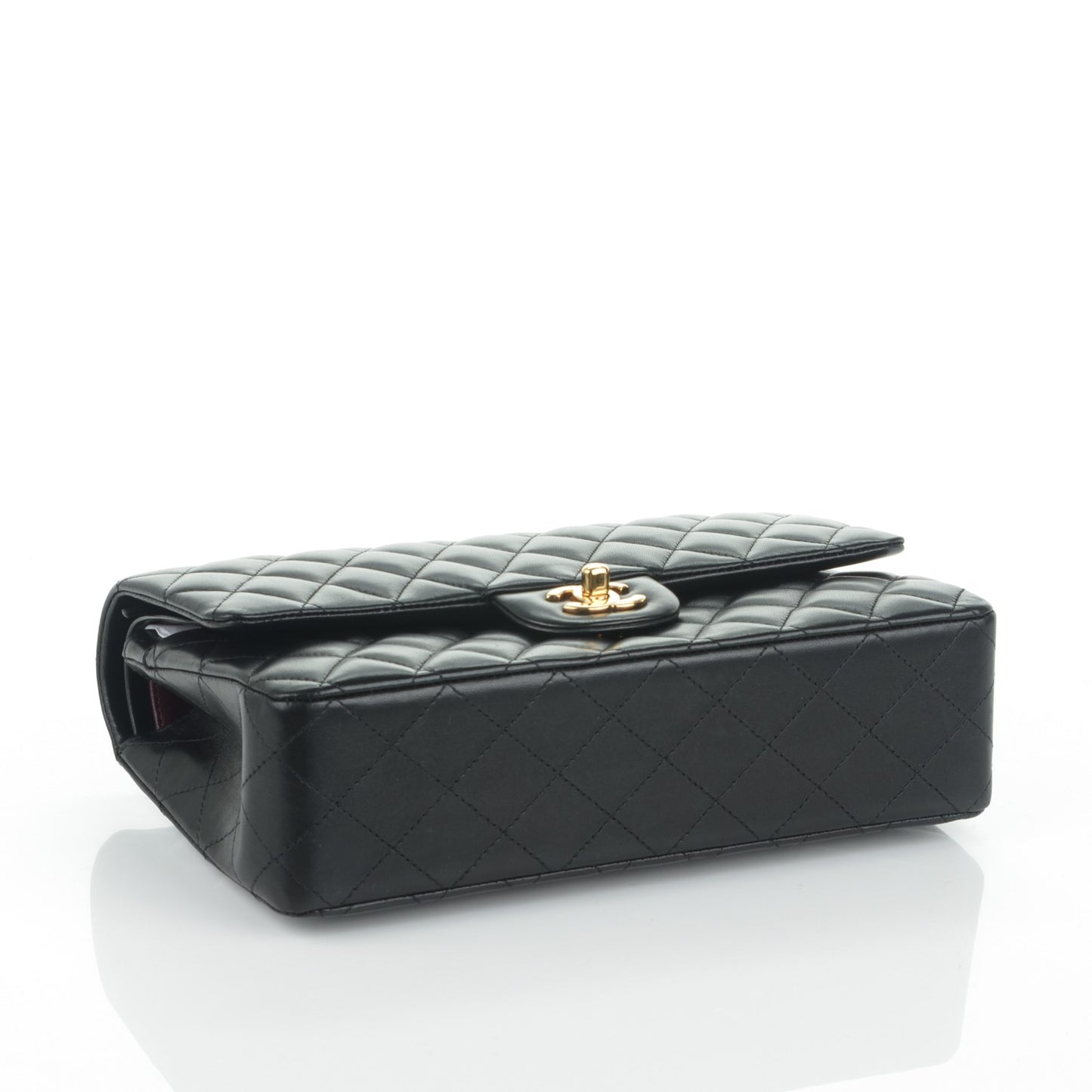 Lambskin Quilted Medium Double Flap Black