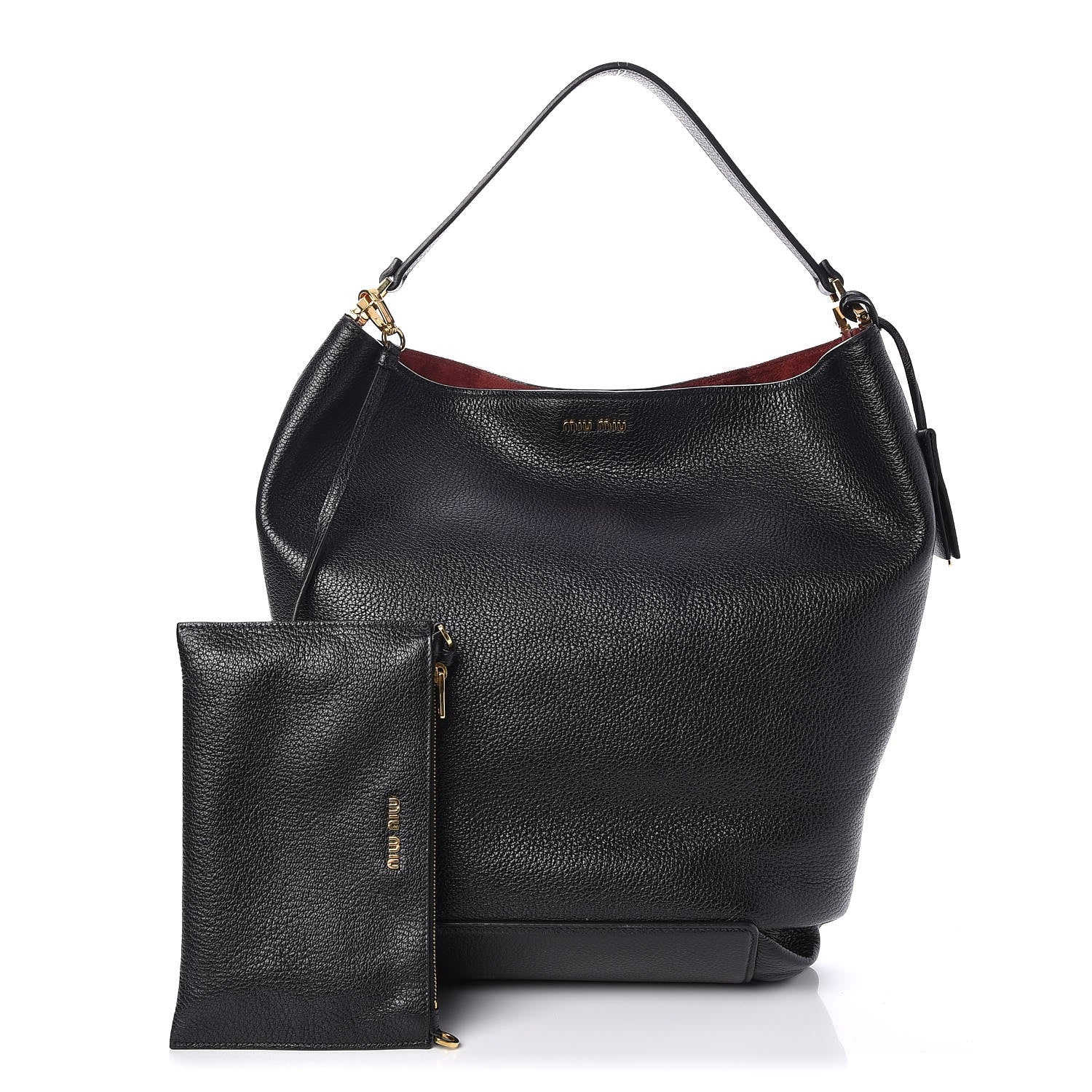 Miu Miu Goatskin Madras Bucket Bag Nero Black Porpora 1 of 10