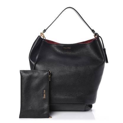 Miu Miu Goatskin Madras Bucket Bag Nero Black Porpora 1 of 10