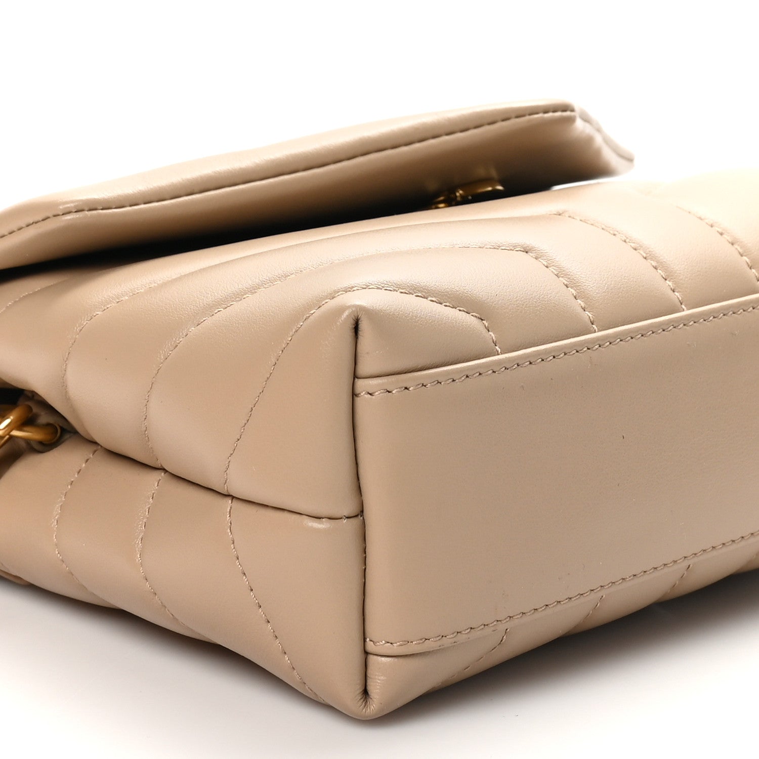 Saint Laurent Calfskin Y Quilted Monogram Toy Loulou Crossbody Bag Dark Beige 9 of 11