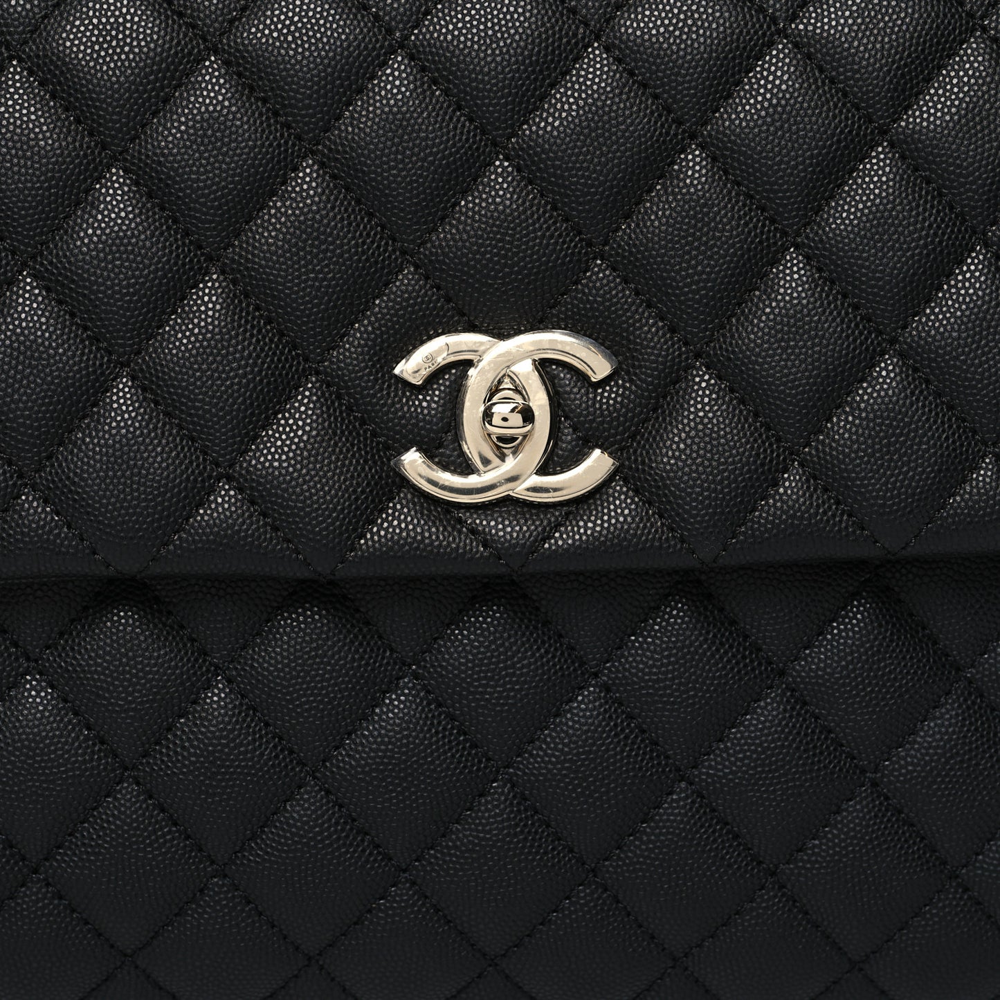 Caviar Quilted Medium Coco Handle Flap Black