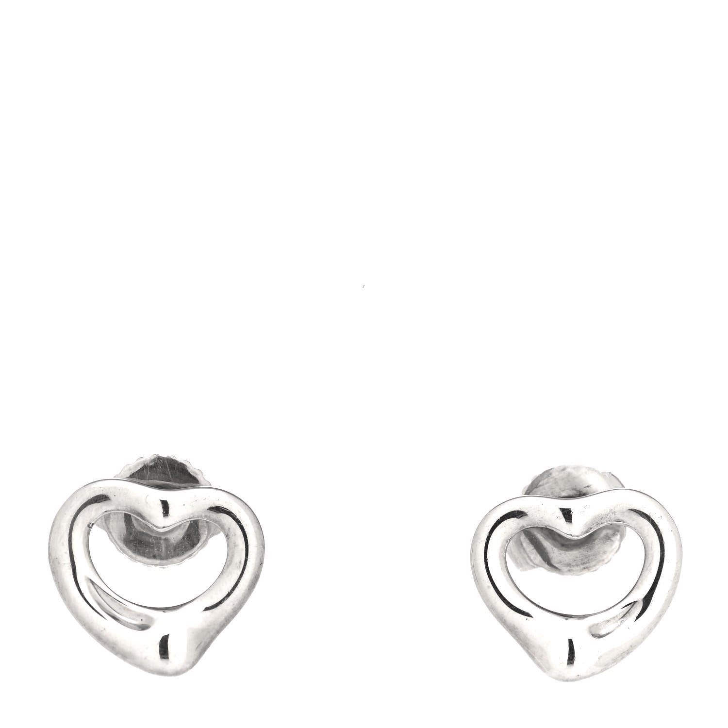 Tiffany Sterling Silver 11mm Elsa Peretti Open Heart Earrings 1 of 5