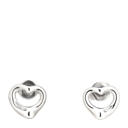 Tiffany Sterling Silver 11mm Elsa Peretti Open Heart Earrings 1 of 5