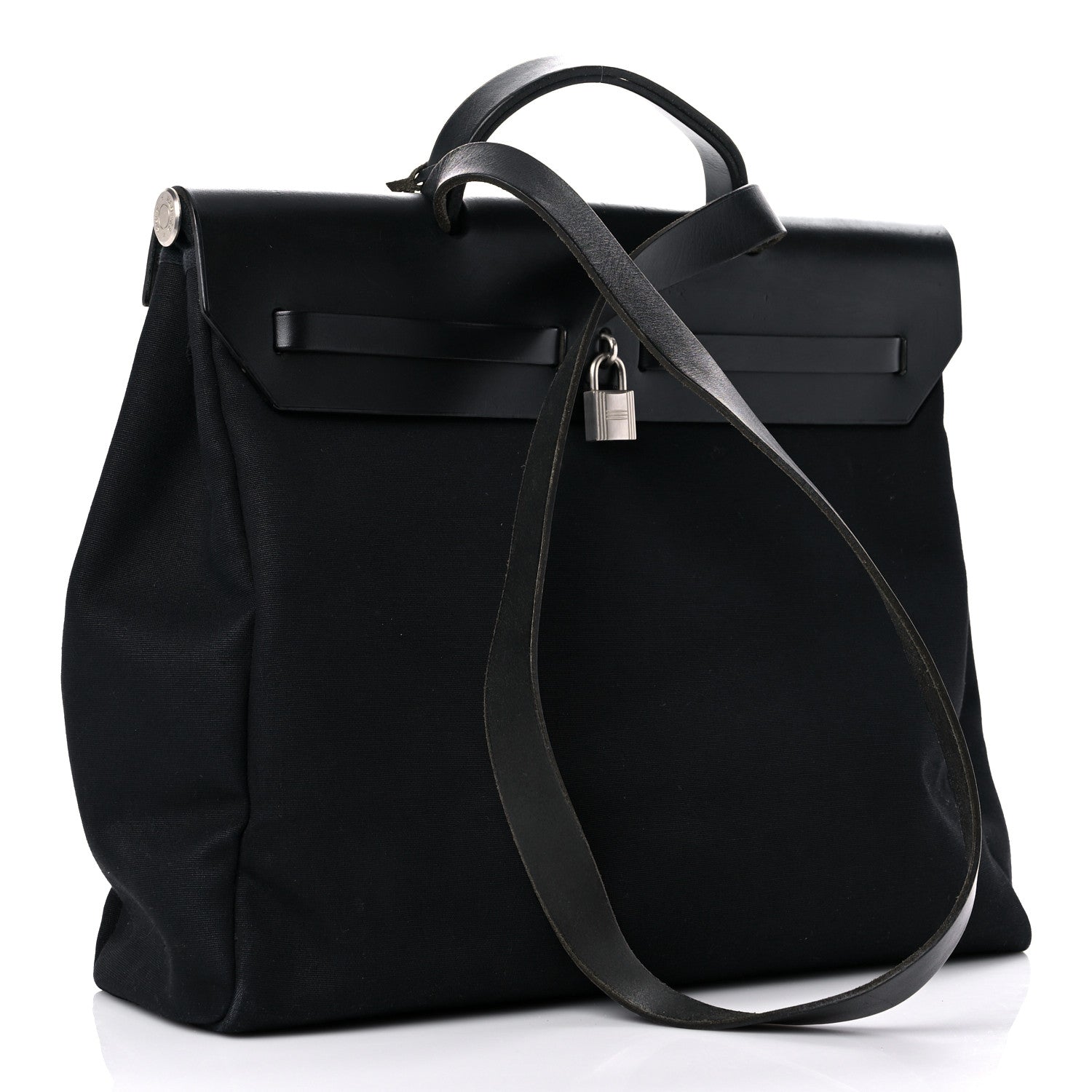 Hermes Toile Vache Calfskin Herbag 39 MM Black 3 of 28