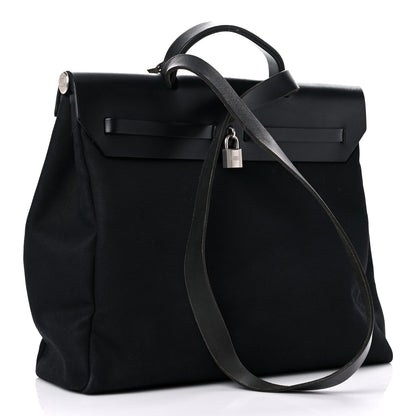 Hermes Toile Vache Calfskin Herbag 39 MM Black 3 of 28