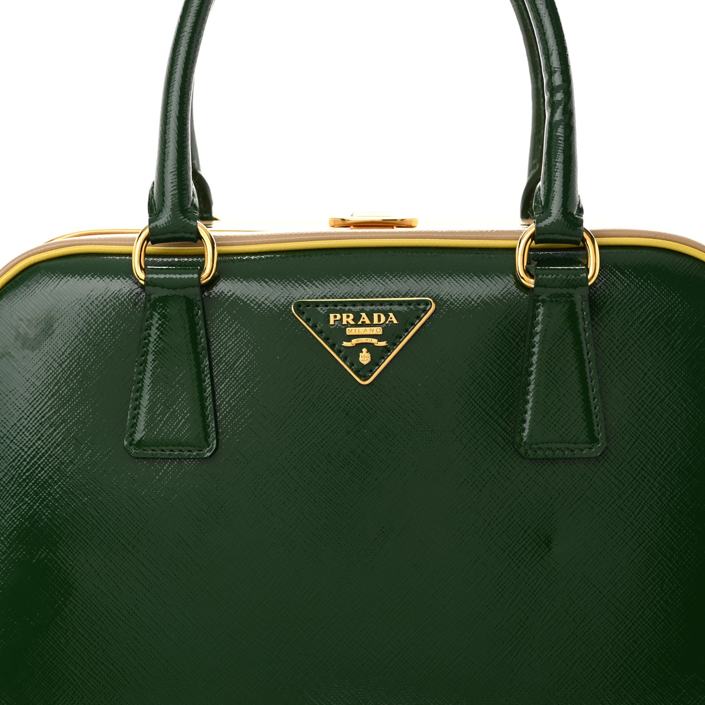 Saffiano Vernice Pyramid Bag Larice Sabbia