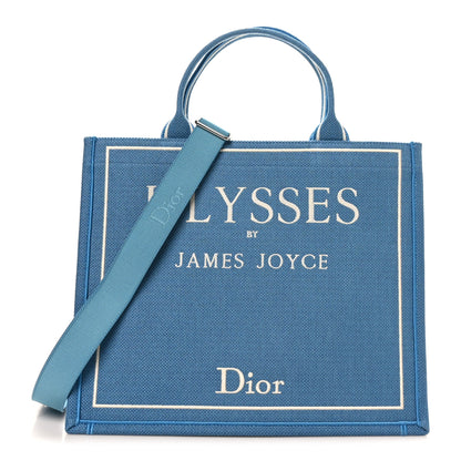 Christian Dior Canvas Embroidered Medium Ulysses Book Tote Blue 1 of 10