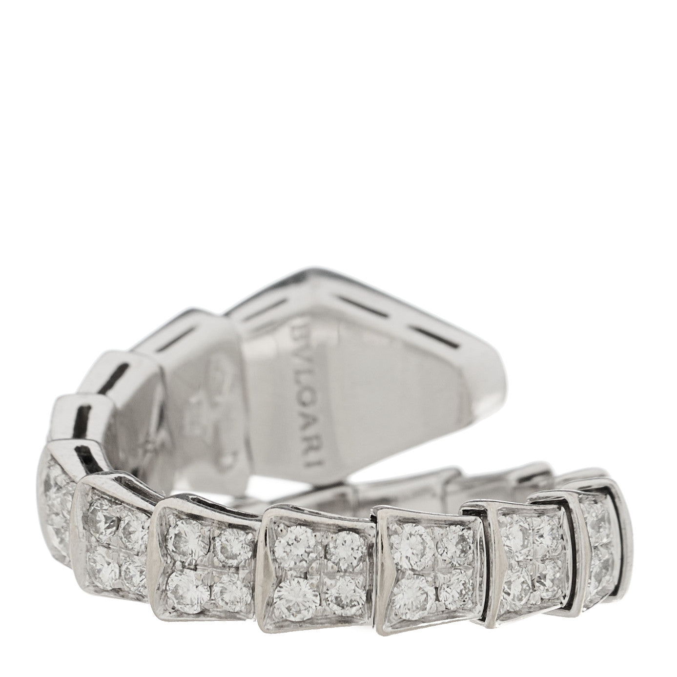 18K White Gold Diamond One-Coil Serpenti Viper Ring L