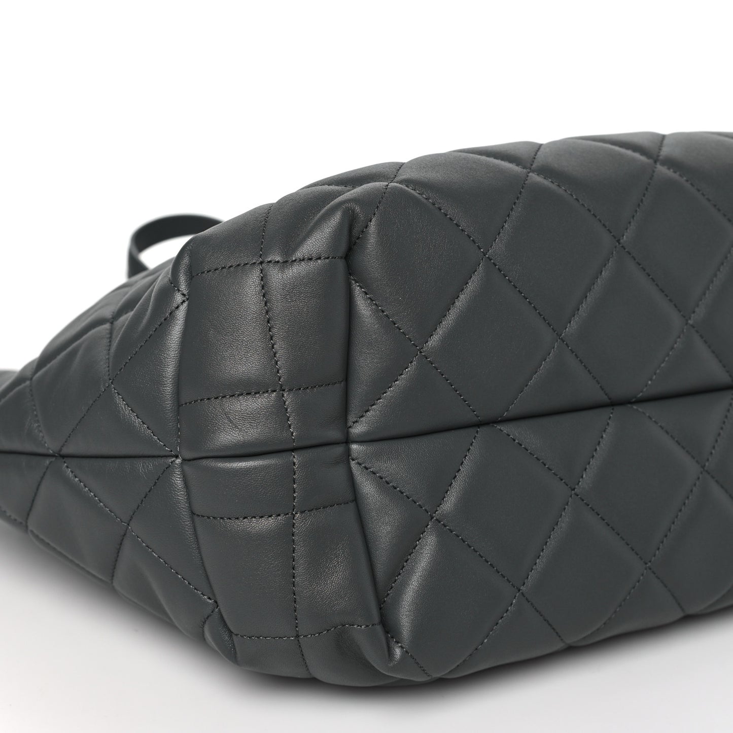 Lambskin Quilted CC Dweller Drawstring Tote Grey