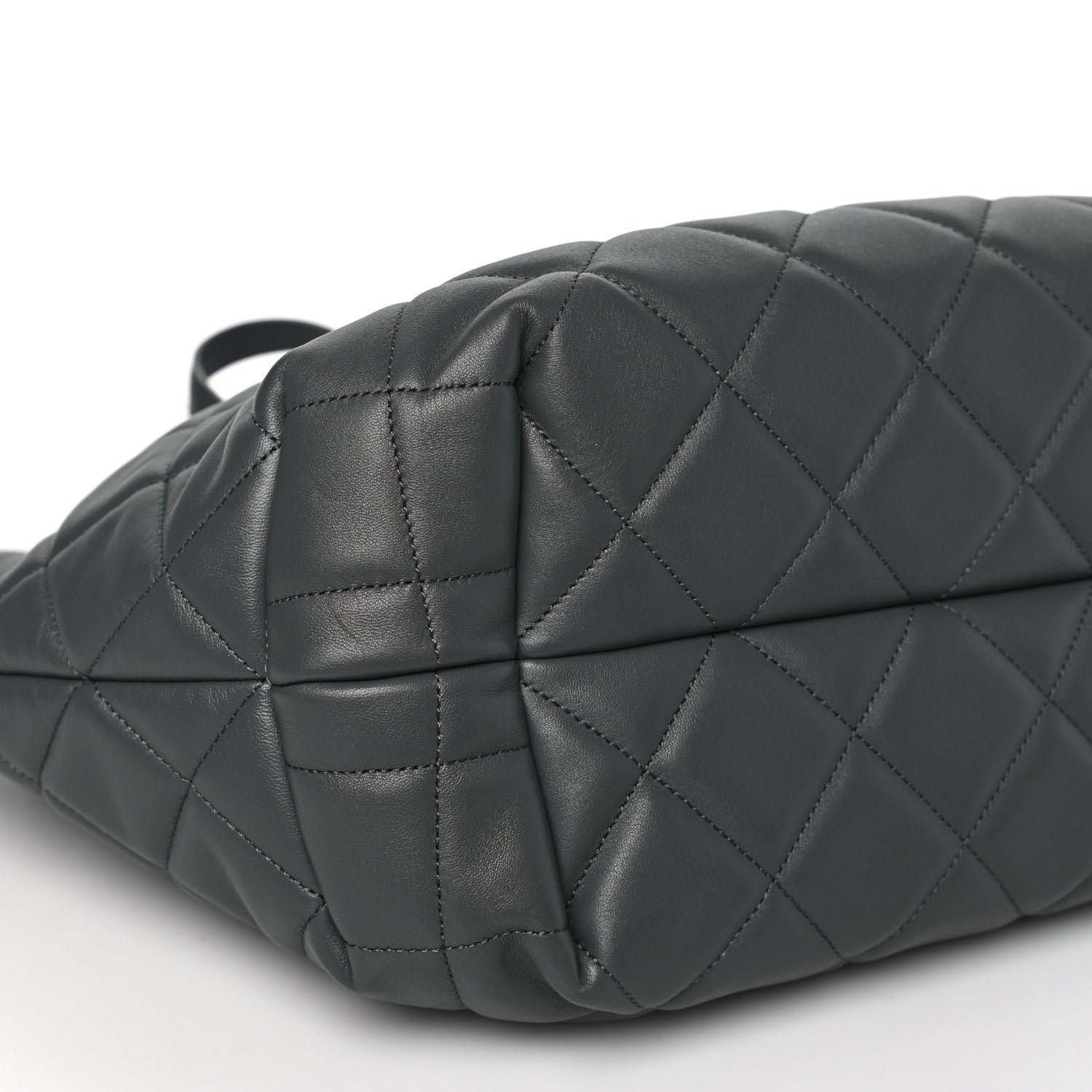 Chanel Lambskin Quilted CC Dweller Drawstring Tote Grey 8 of 13