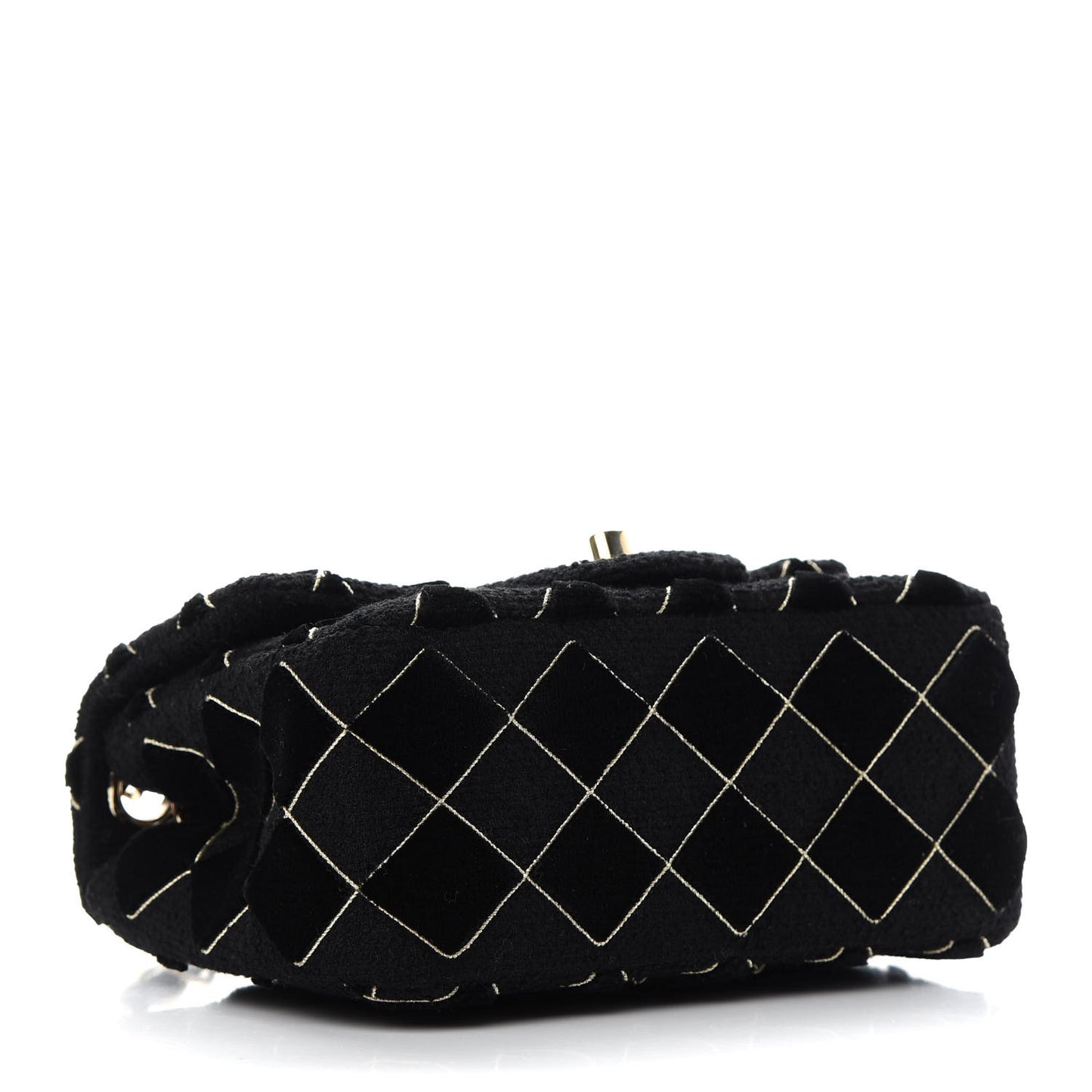 Velvet Tweed Quilted Mini Square Flap Black
