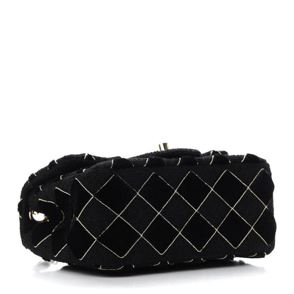 Chanel Velvet Tweed Quilted Mini Square Flap Black 4 of 9