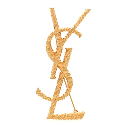Saint Laurent Brass Cassandre Opyum YSL Twisted Brooch Gold 1 of 3
