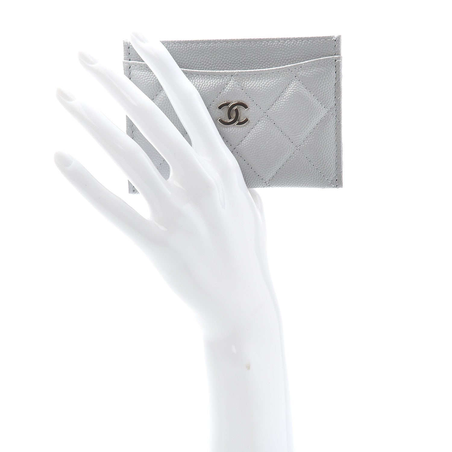 Chanel Caviar Quilted Card Holder Grey 2 of 9