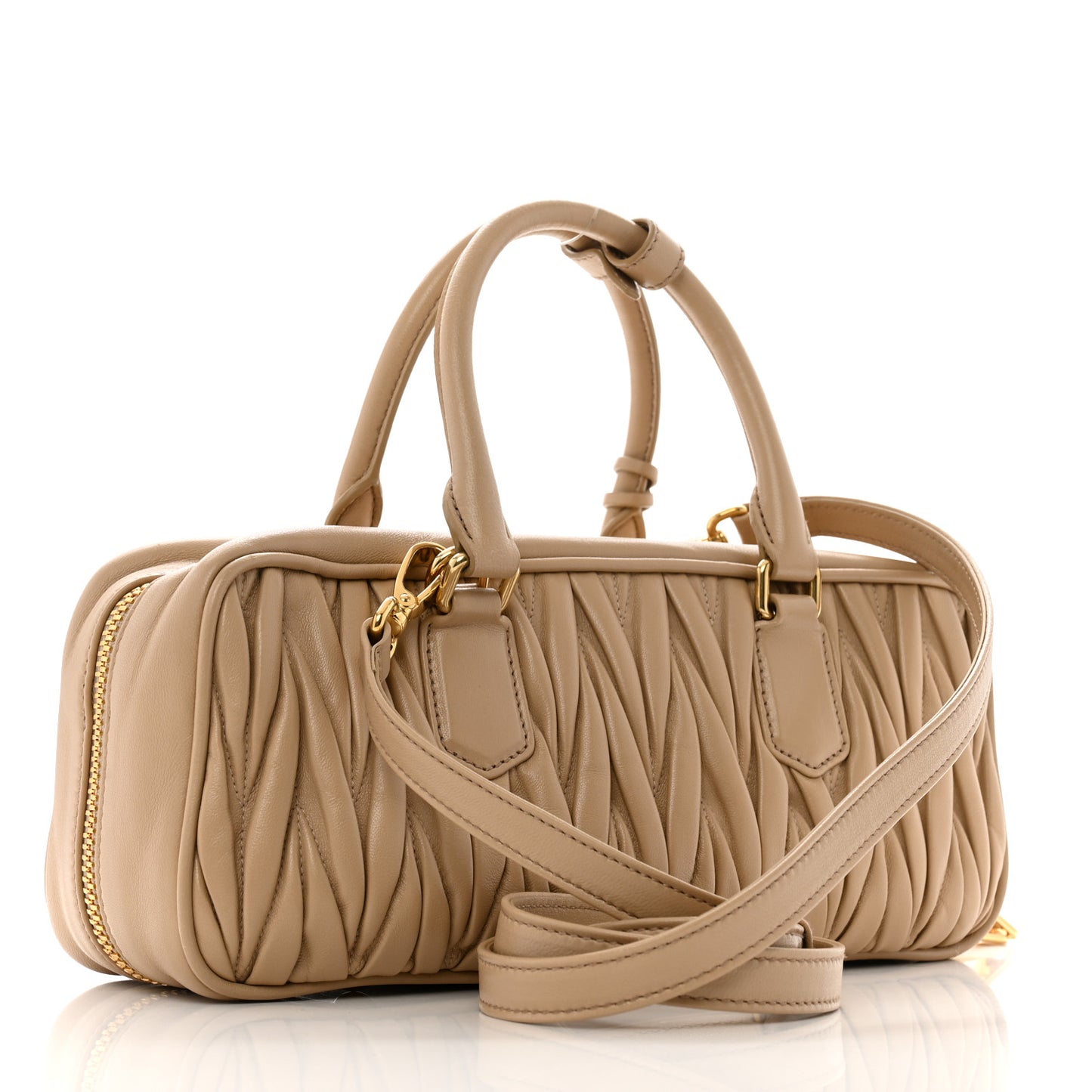 Nappa Matelasse Large Arcadie Top Handle Bag Sabbia