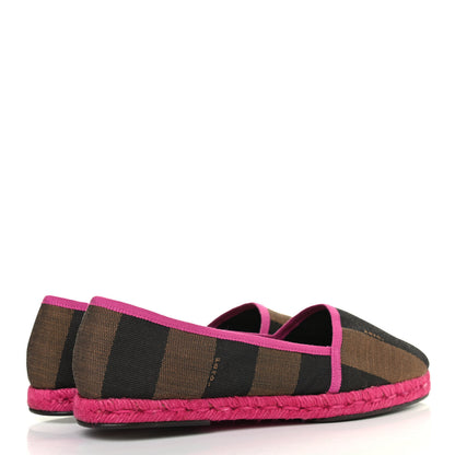 Fendi Canvas Pequin Espadrilles 39 Tobacco Black Rosa 3 of 4