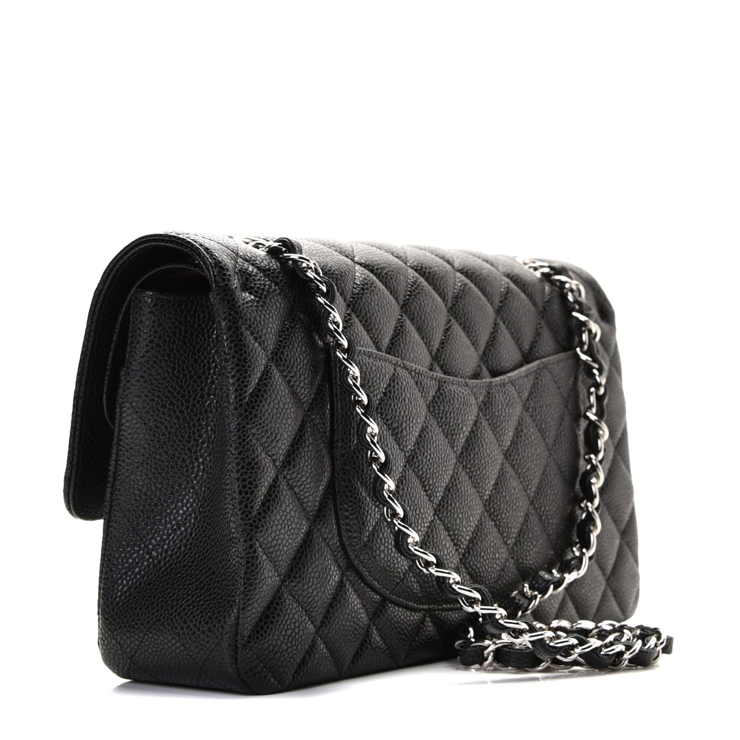 Caviar Quilted Medium Double Flap Black