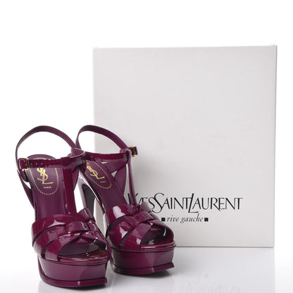 Saint Laurent Patent Tribute 105 Platform Sandals 37.5 Cherry 15 of 15