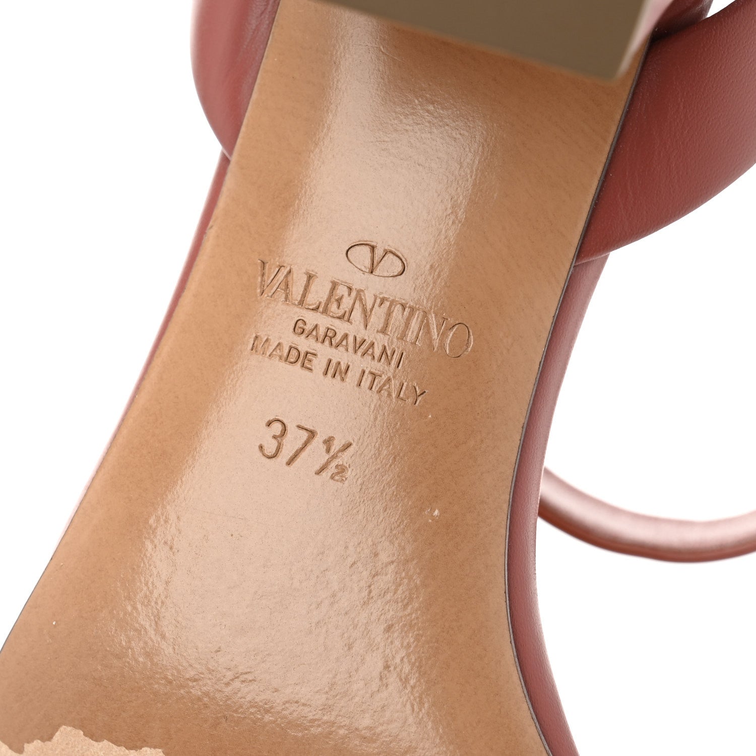 Valentino Garavani Calfskin One Stud Ankle Strap 60mm Sandals 37.5 Gingerbread 7 of 12