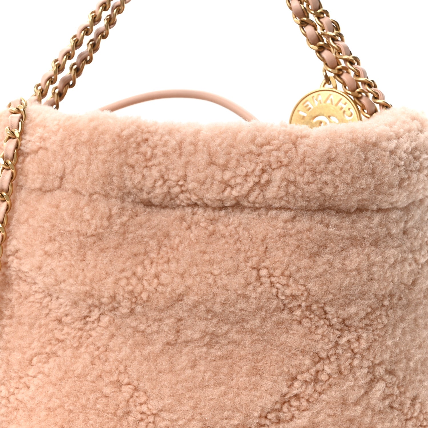 Chanel Aged Lambskin Shearling Quilted Small Chanel 22 Light Pink 8 of 11