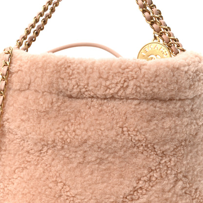 Chanel Aged Lambskin Shearling Quilted Small Chanel 22 Light Pink 8 of 11