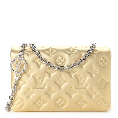 Louis Vuitton Metallic Lambskin Embossed Monogram Pochette Coussin Gold 1 of 10