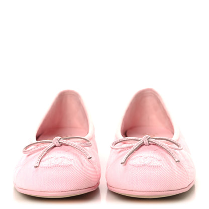 Chanel Denim CC Cap Toe Ballerina Flats 37.5 Light Pink 3 of 10