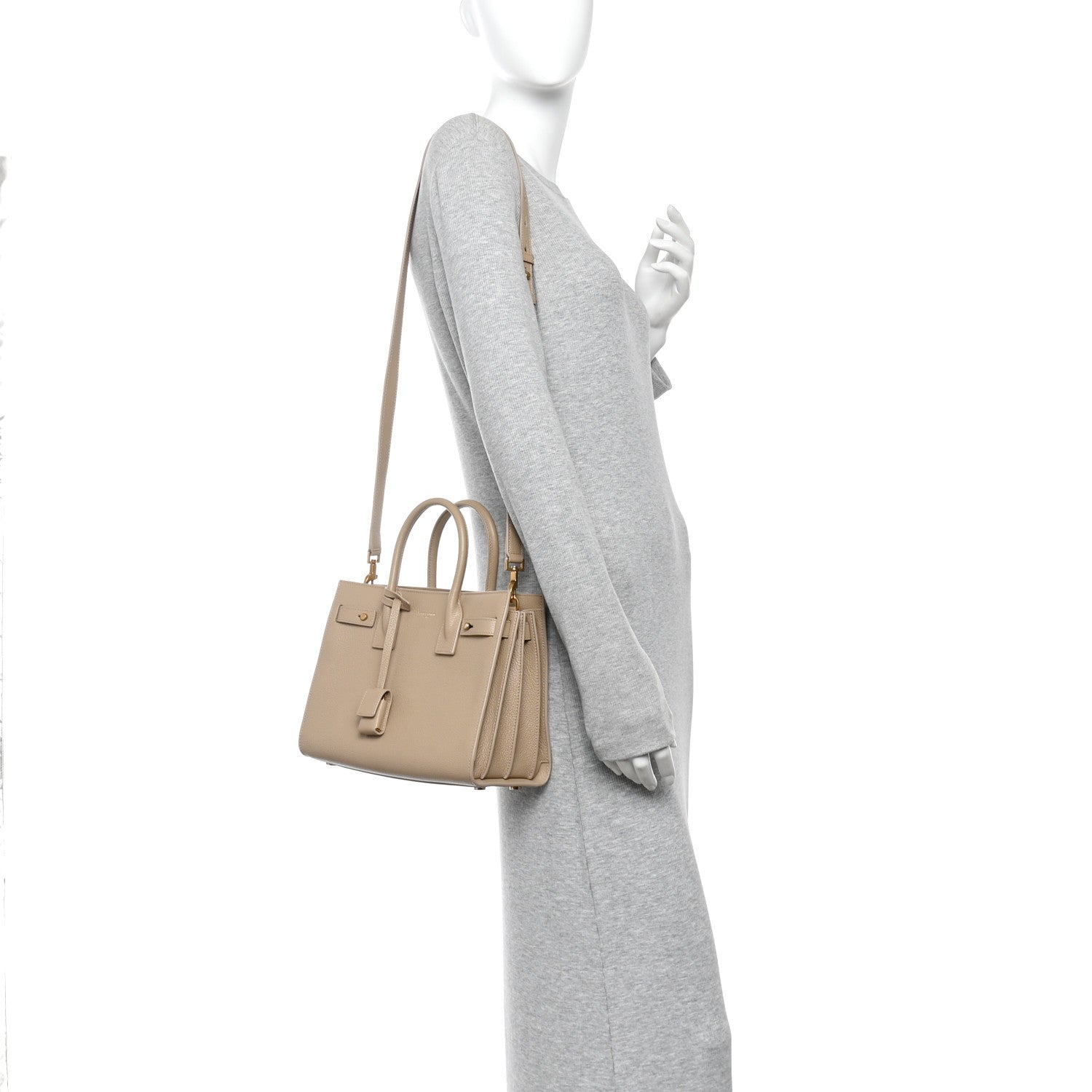 Saint Laurent Grained Calfskin Baby Sac De Jour Souple Dark Beige 2 of 11
