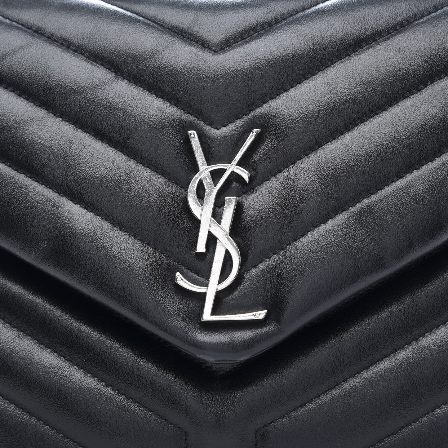 Calfskin Y Quilted Monogram Medium Loulou Chain Satchel Black