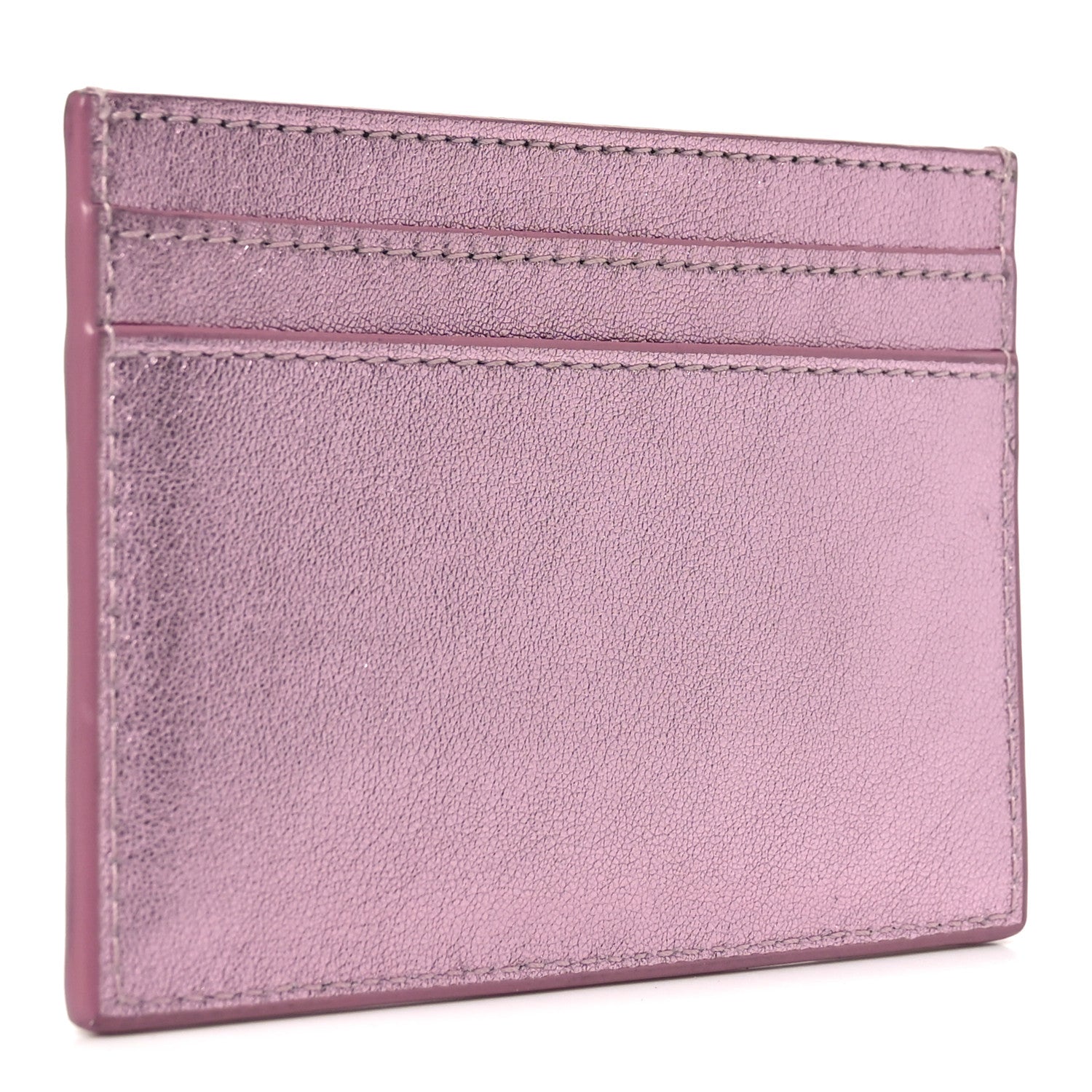 Saint Laurent Metallic Calfskin Monogram Credit Card Case Pink 3 of 8