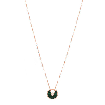 Cartier 18K Pink Gold Diamond Malachite XS Amulette de Cartier Pendant Necklace 1 of 5