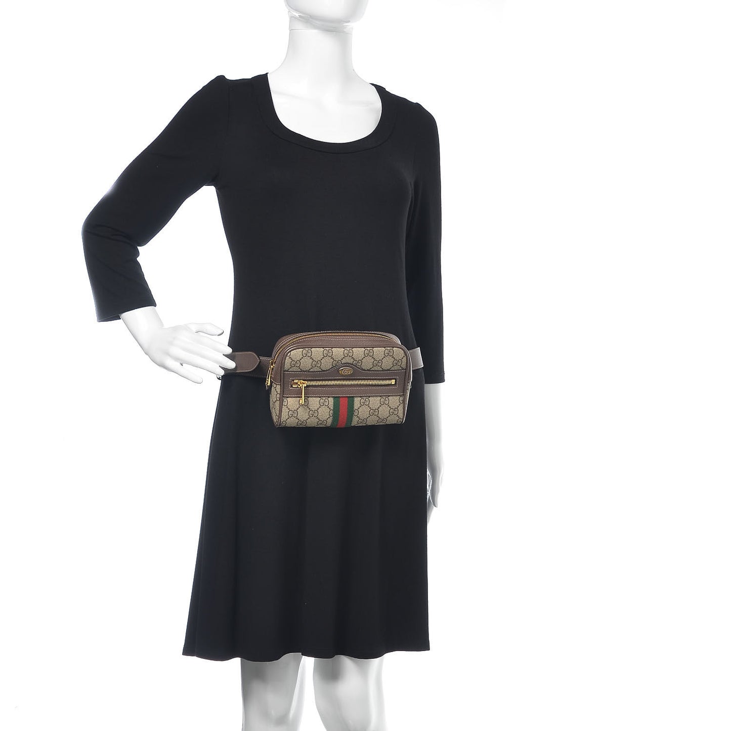 GG Supreme Monogram Web Small Ophidia Belt Bag 95 38 Dark Brown