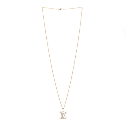 Louis Vuitton 18K Yellow Gold Diamond Medium LV Pendant Necklace 3 of 4