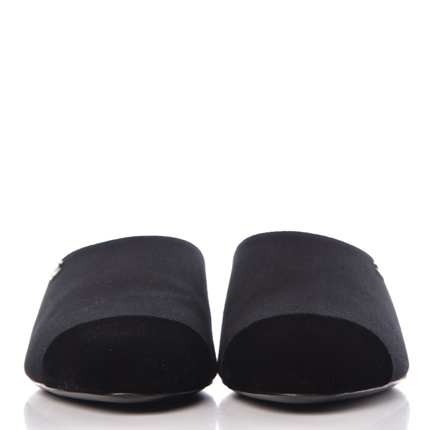 Chanel Fabric Velvet Cap Toe Mules 36 Black 2 of 9